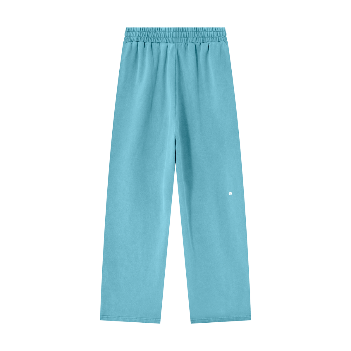 Dog Days sweatpants in sky blue, back with small Verdant V logo on the leg