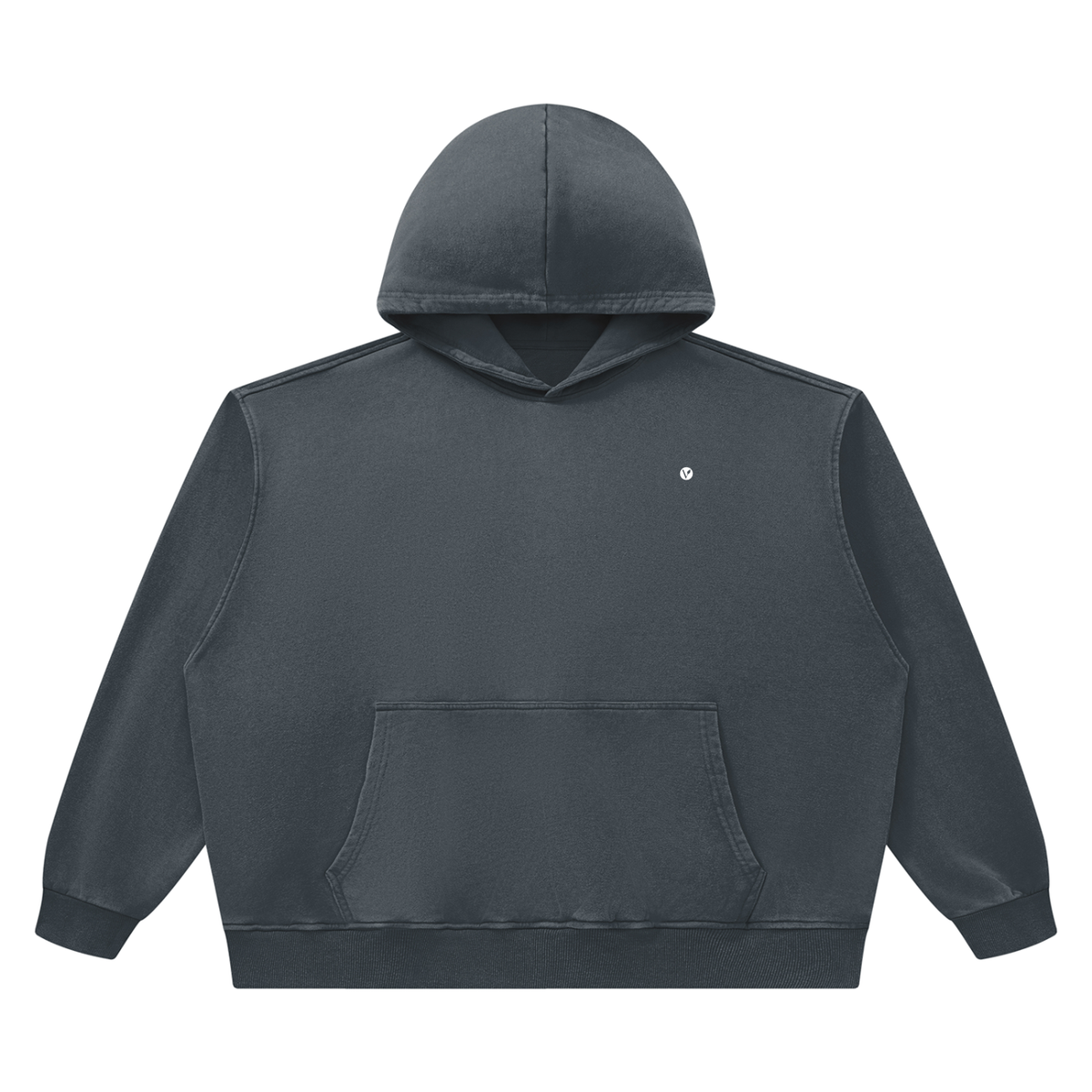 Dog Days Airball hoodie in washed blue, front with small Verdant V on the chest