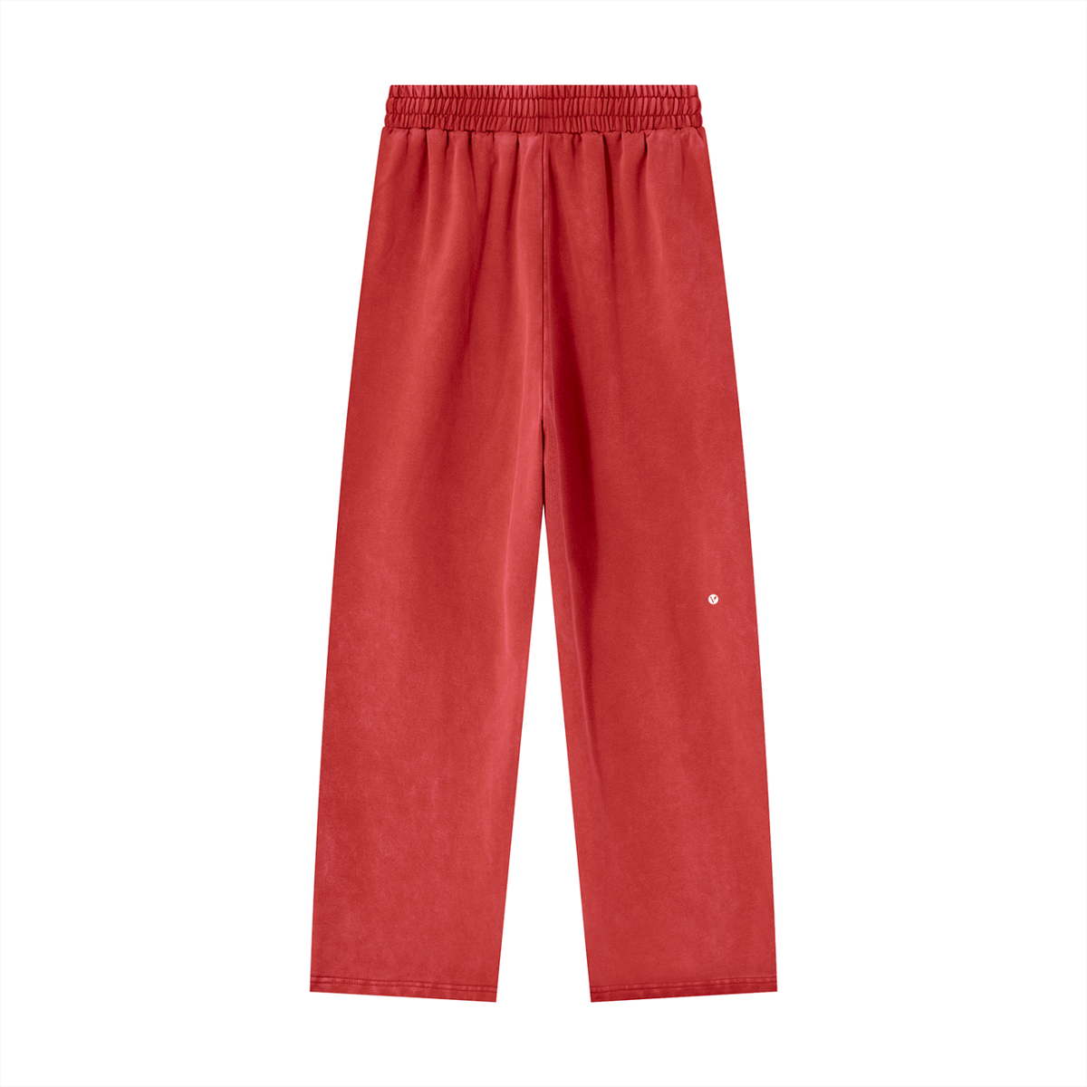 Dog Days sweatpants in washed red, back with small Verdant V logo on the leg