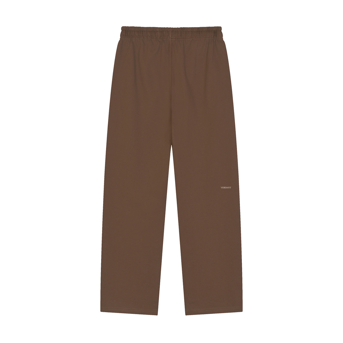 Dog Days heavyweight sweatpants in coffee, back with small VERDANT wordmark on the leg