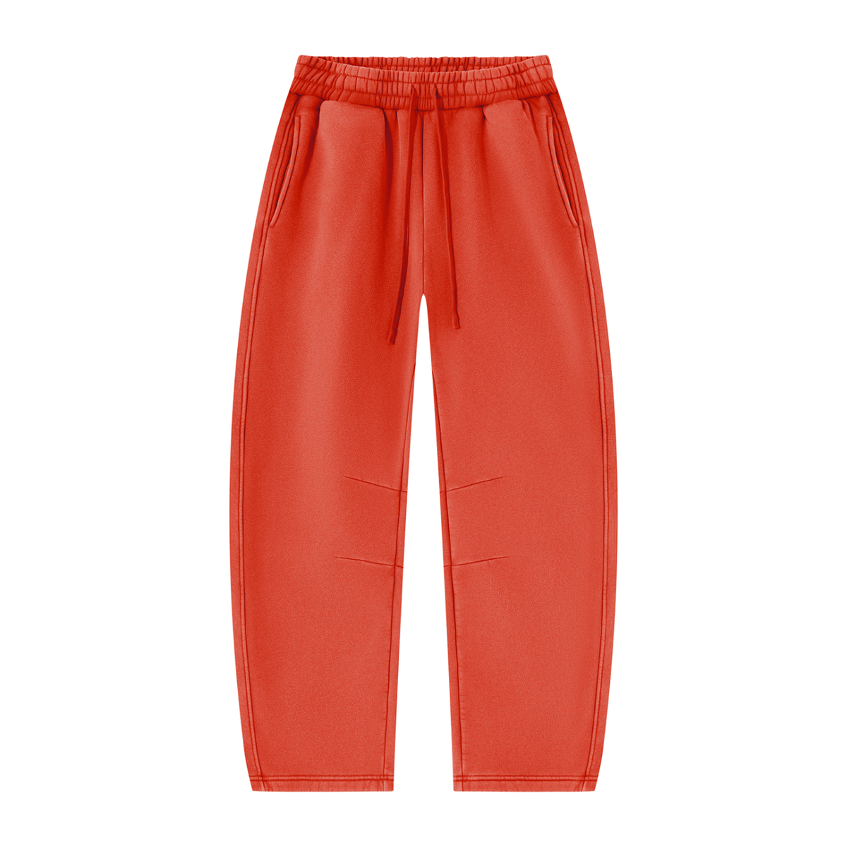 Wild Ones vintage wash barrel-leg sweatpants in washed red, front with drawstring waist and pleats
