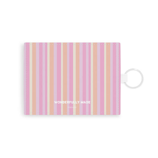 Wonderfully Made Saffiano Leather Card Holder - Pastel Stripe