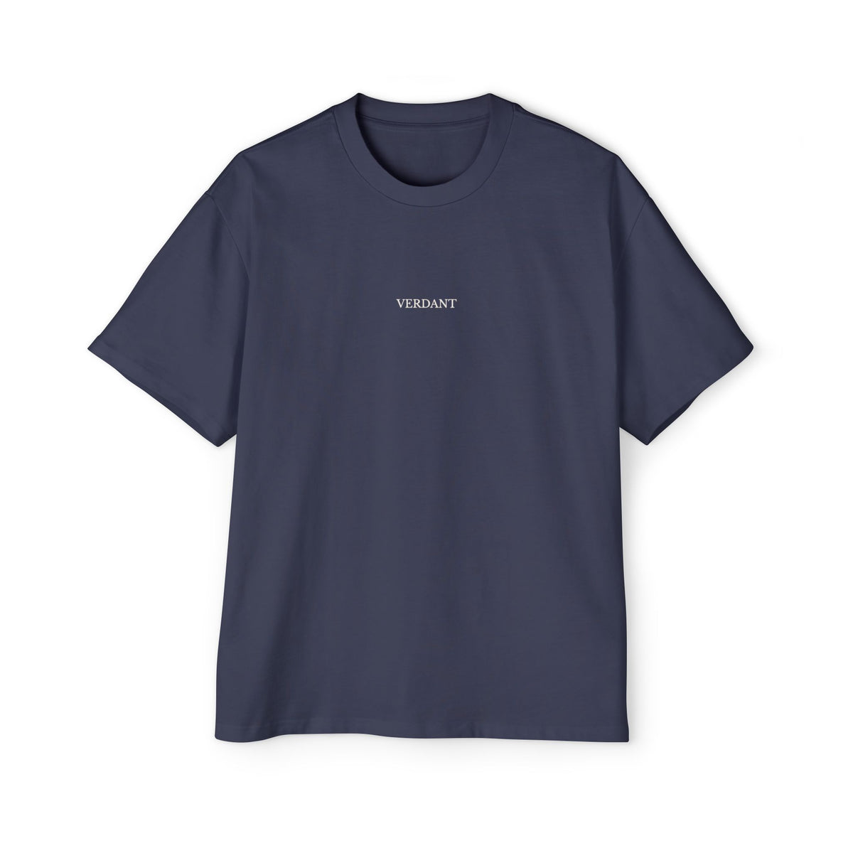 Fear Not Heavyweight Tee in Midnight Blue - front, small VERDANT wordmark at the chest