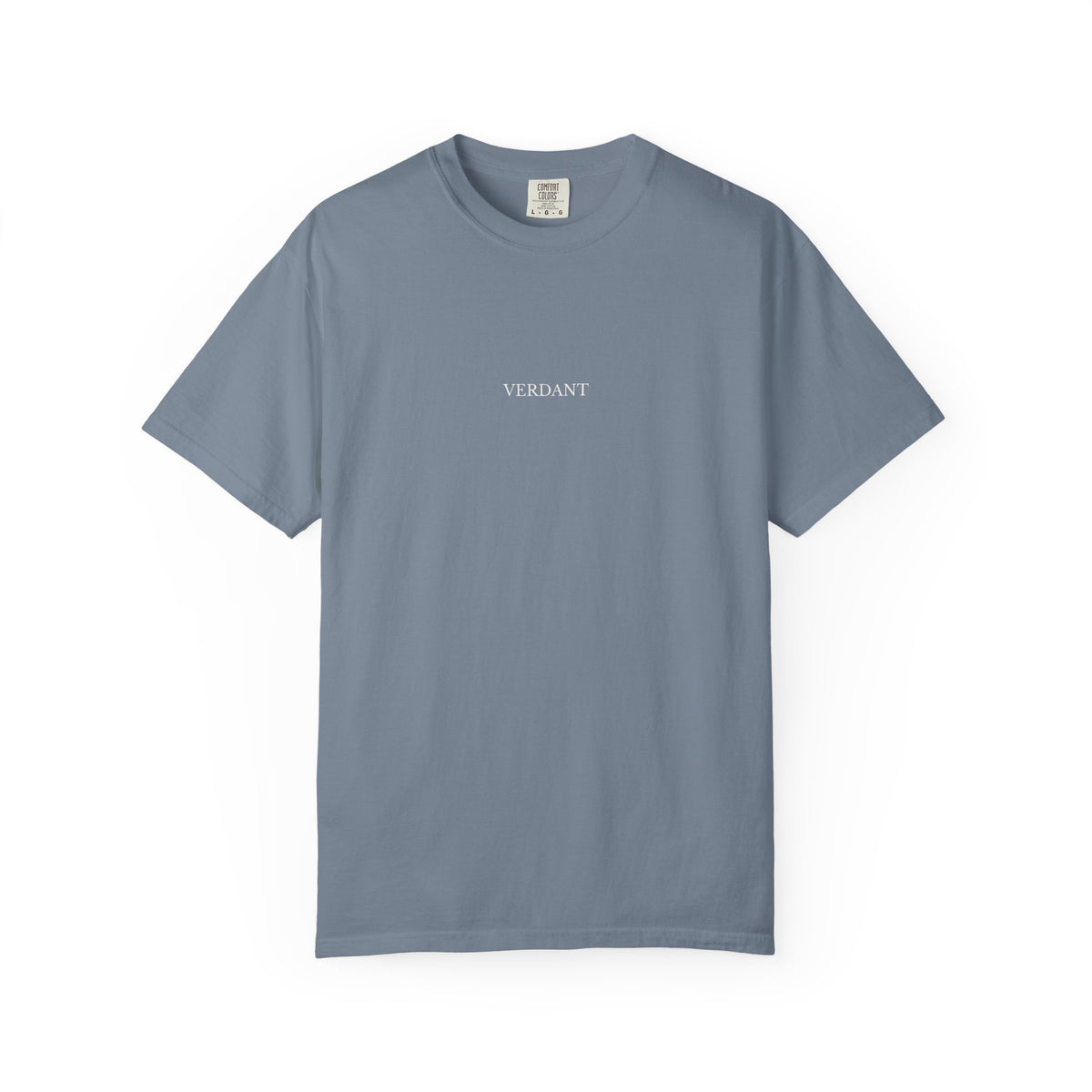 Wonderfully Made Midweight Star Tee in Blue Jean - front, small VERDANT wordmark at the chest