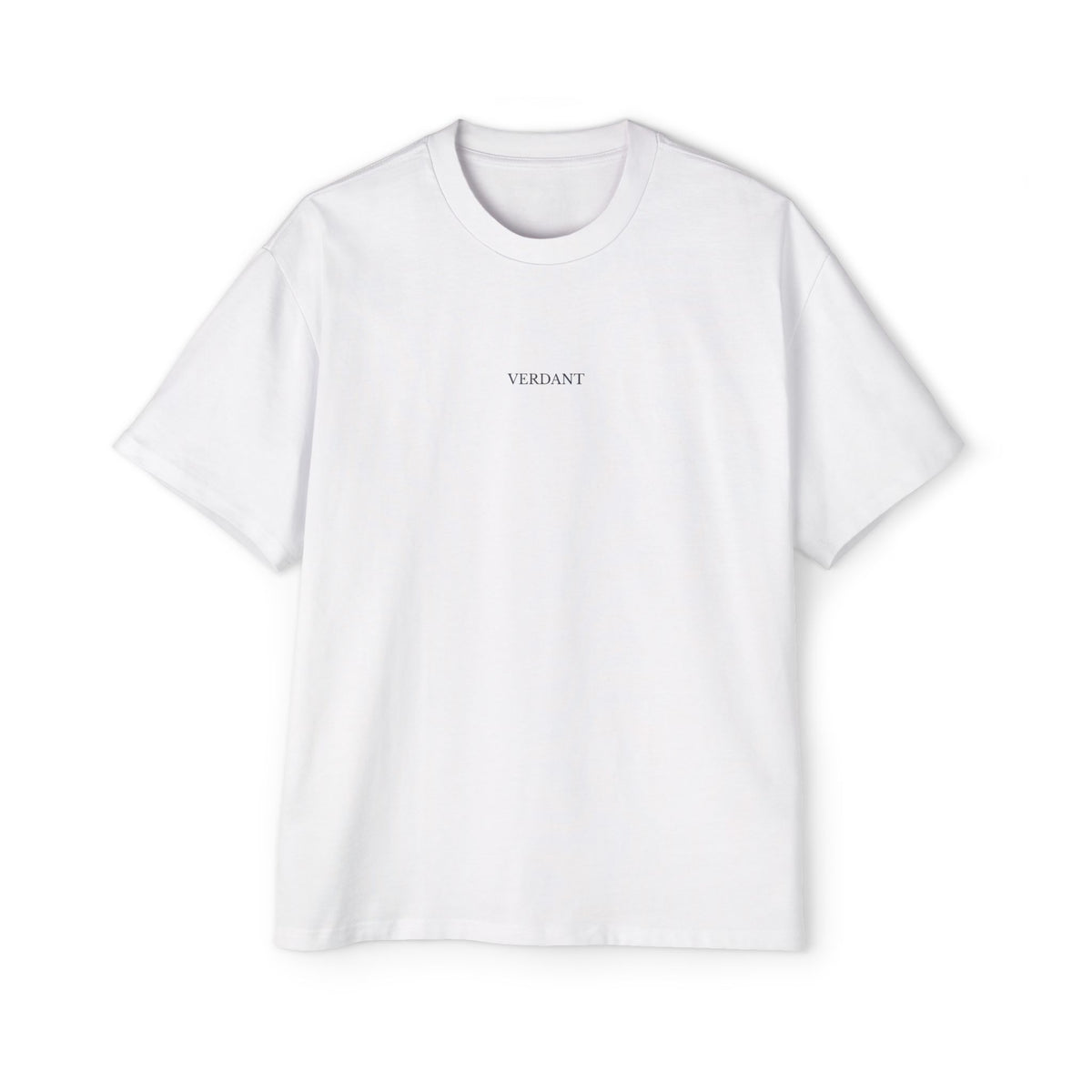 Fear Not Heavyweight Tee in White - front, small VERDANT wordmark at the chest