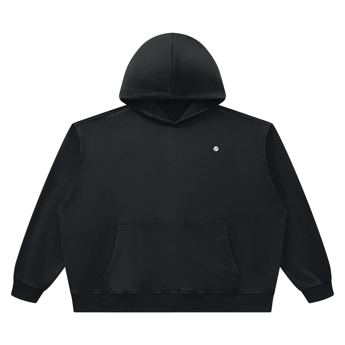 Dog Days Fumble hoodie in black, front with small Verdant V on the chest