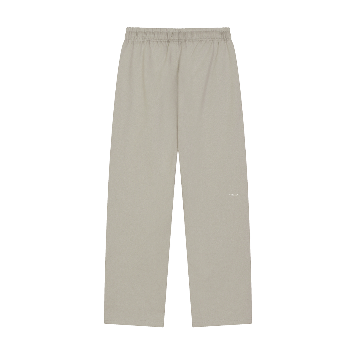 Dog Days heavyweight sweatpants in light gray, back with small VERDANT wordmark on the leg
