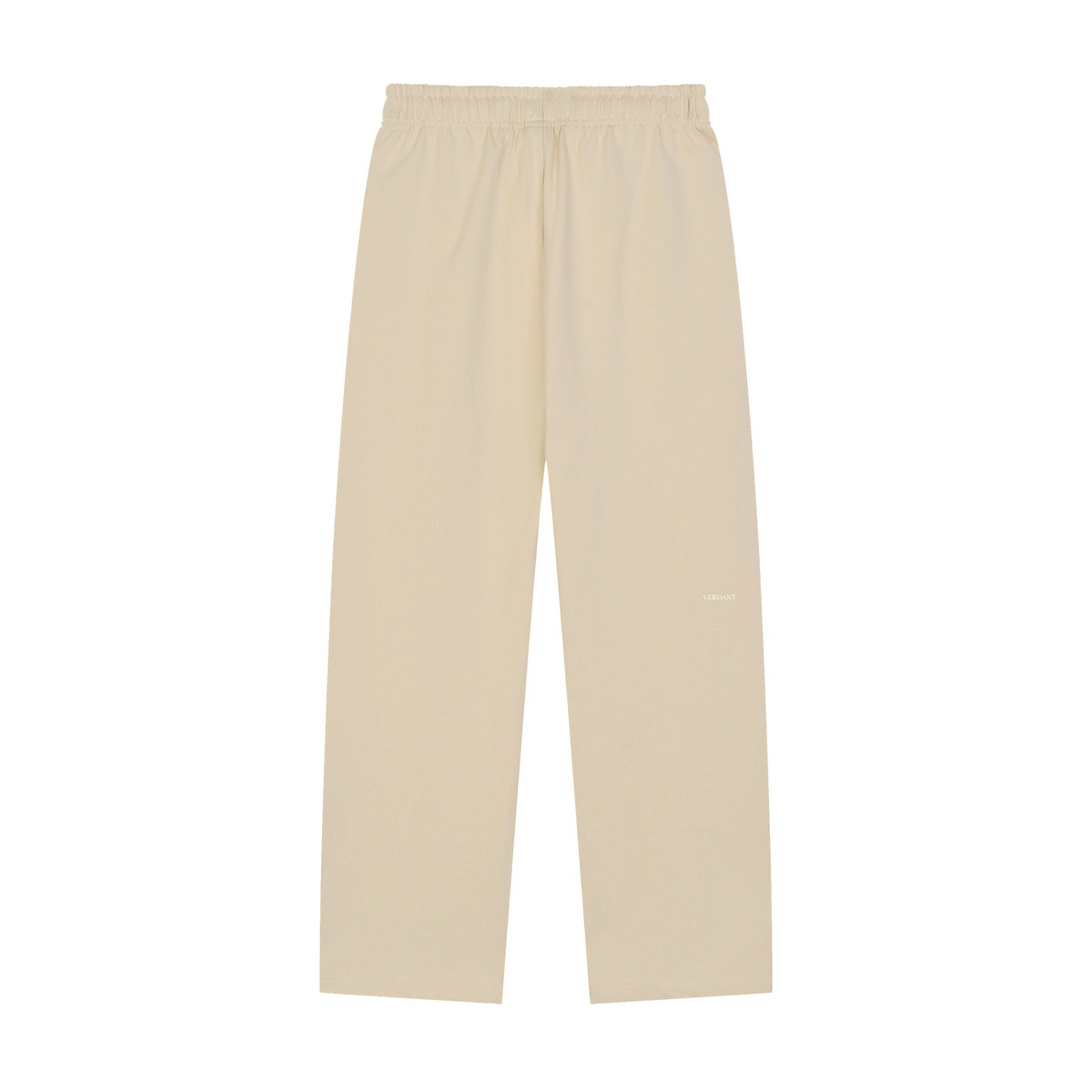 Dog Days heavyweight sweatpants in apricot, back with small VERDANT wordmark on the leg
