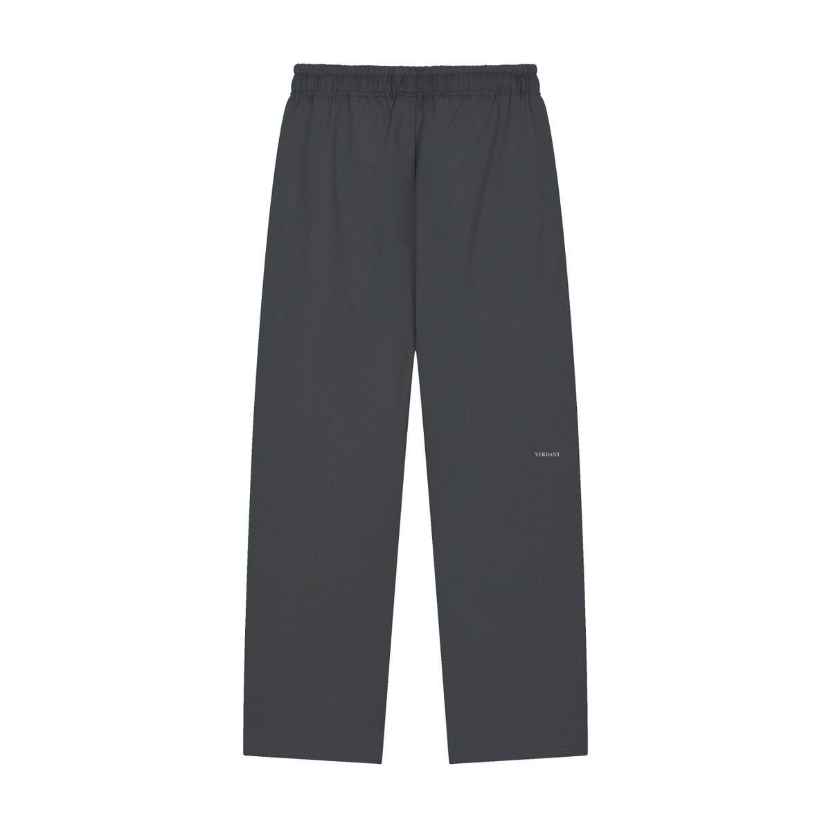 Dog Days heavyweight sweatpants in dark gray, back with small VERDANT wordmark on the leg