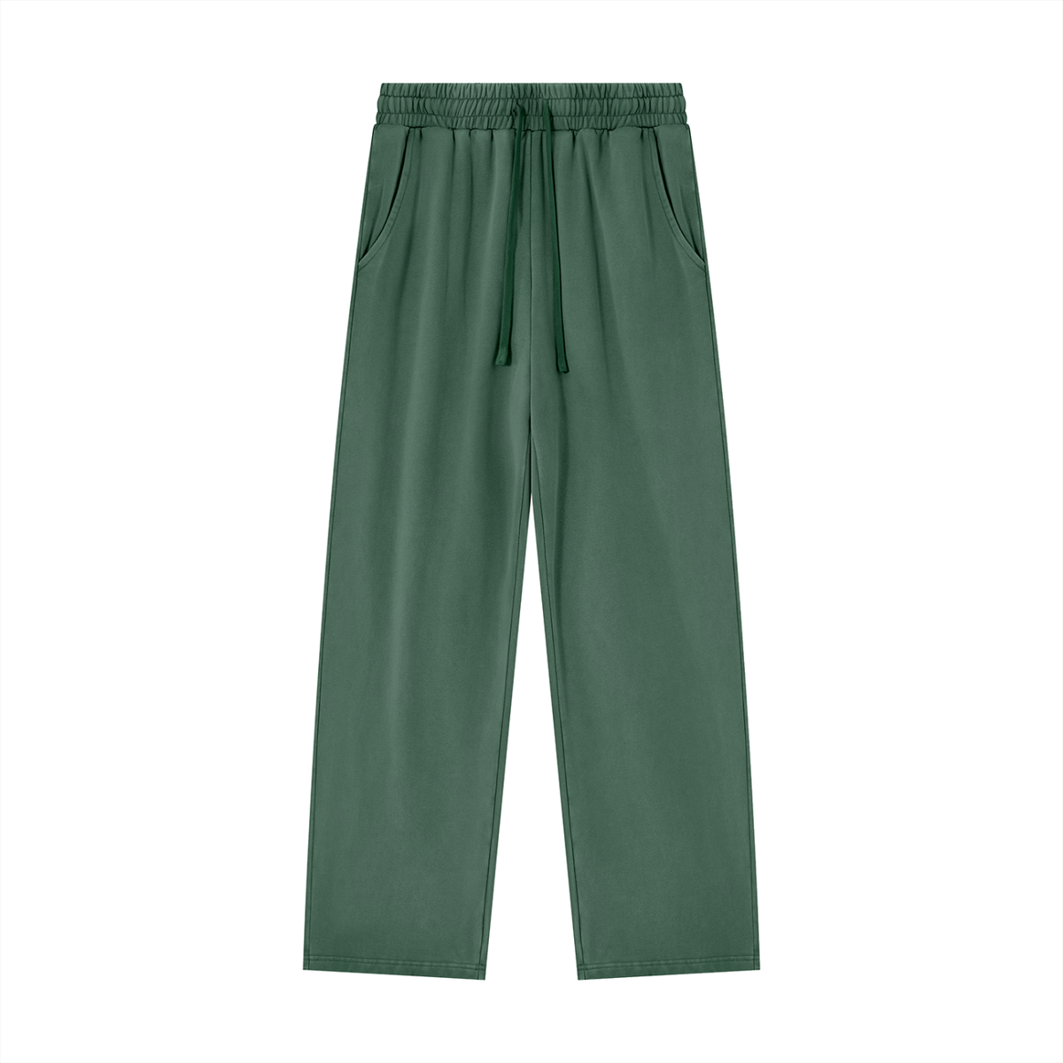 Dog Days sweatpants in blackish green, front with drawstring waist