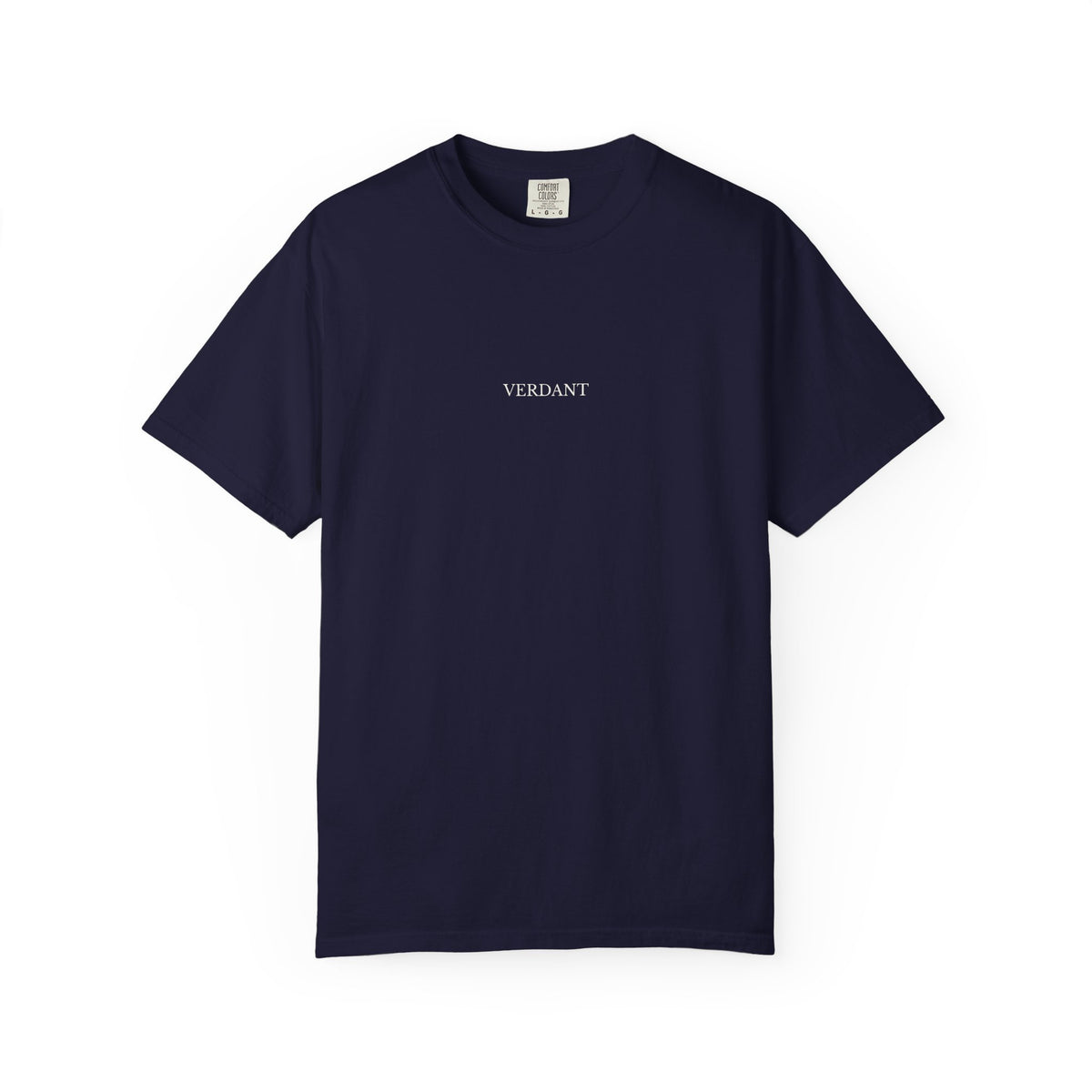 Wonderfully Made Midweight Star Tee in True Navy - front, small VERDANT wordmark at the chest