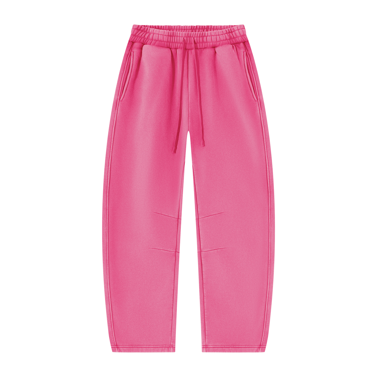 Wild Ones vintage wash barrel-leg sweatpants in rose red, front with drawstring waist and pleats