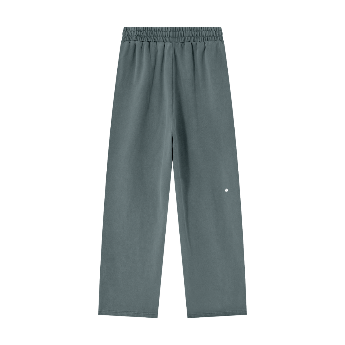 Dog Days sweatpants in gray blue, back with small Verdant V logo on the leg