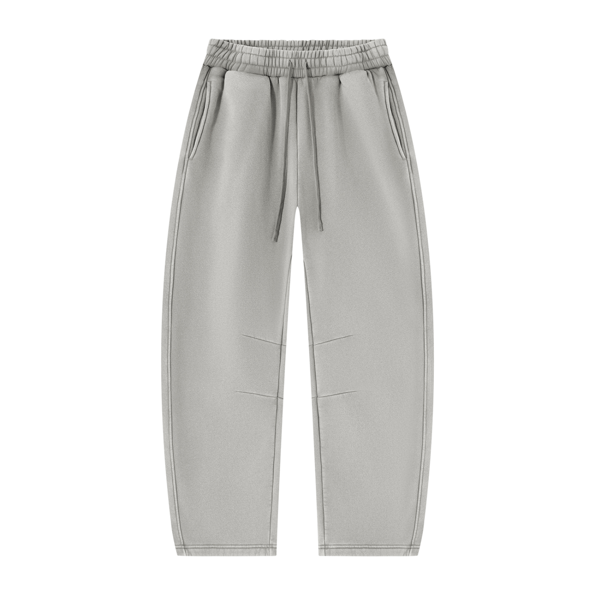 Wild Ones vintage wash barrel-leg sweatpants in light gray, front with drawstring waist and pleats
