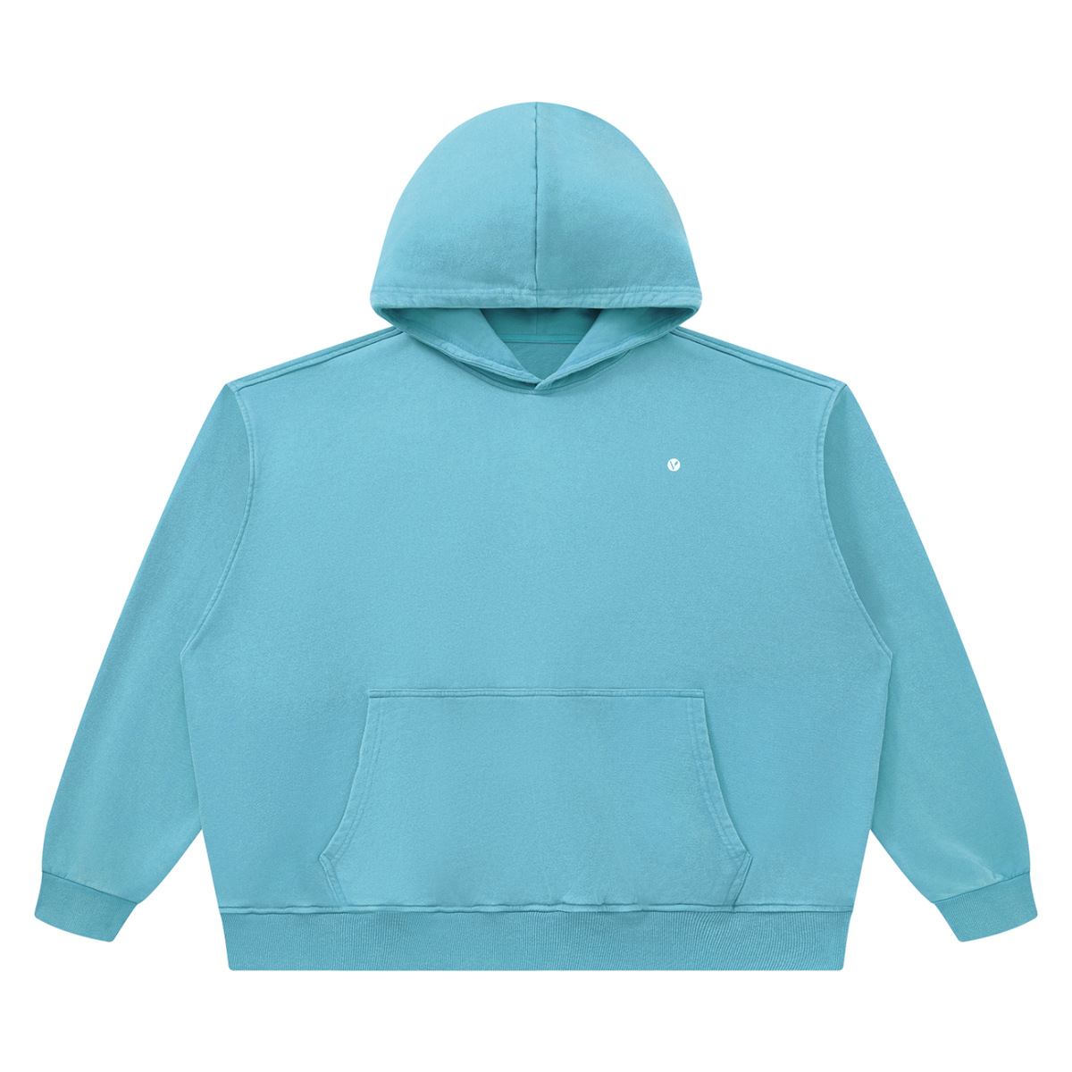 Dog Days Airball hoodie in sky blue, front with small Verdant V on the chest