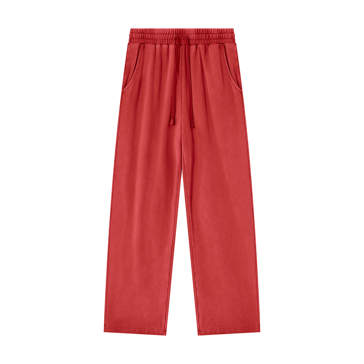 Dog Days sweatpants in washed red, front with drawstring waist