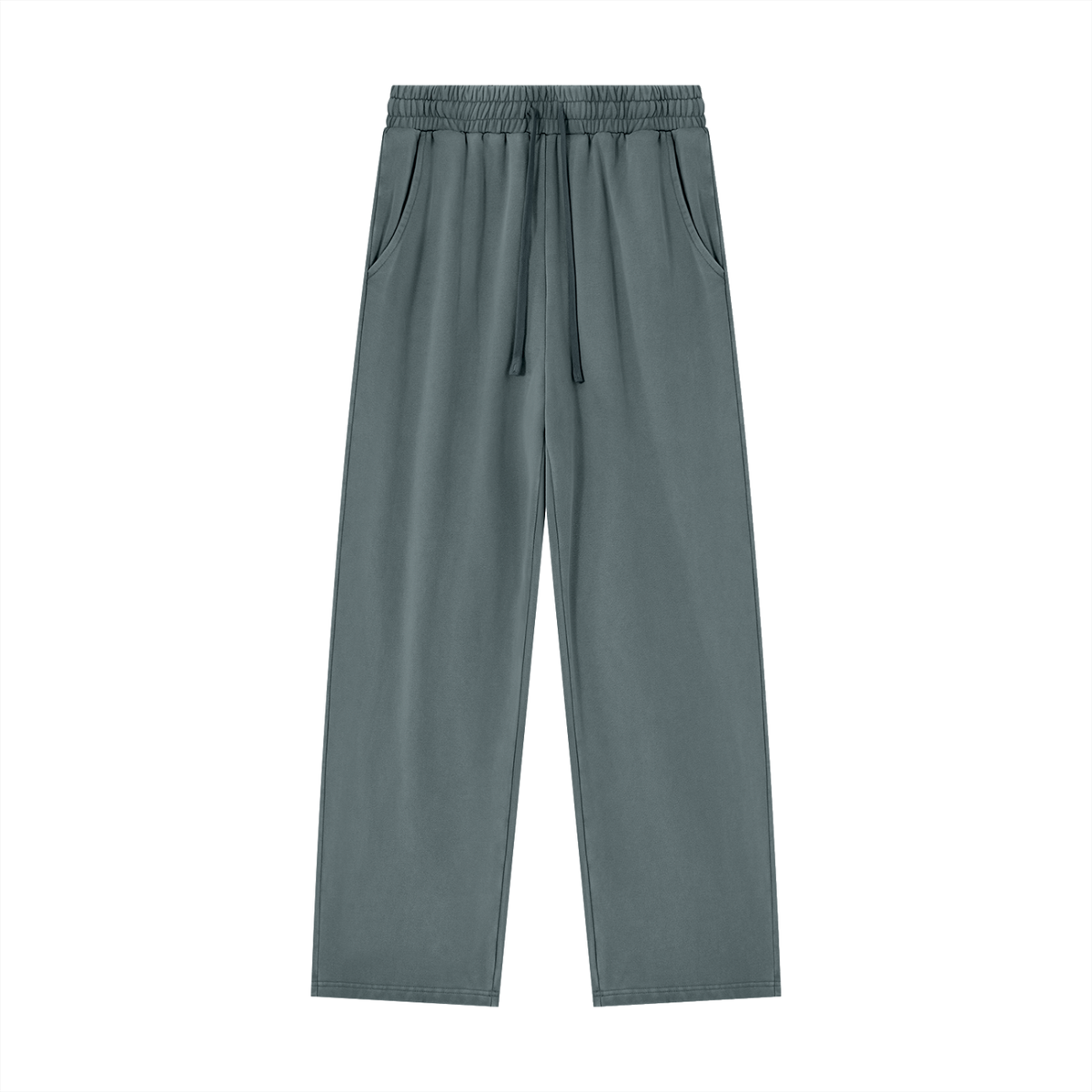 Dog Days sweatpants in gray blue, front with drawstring waist