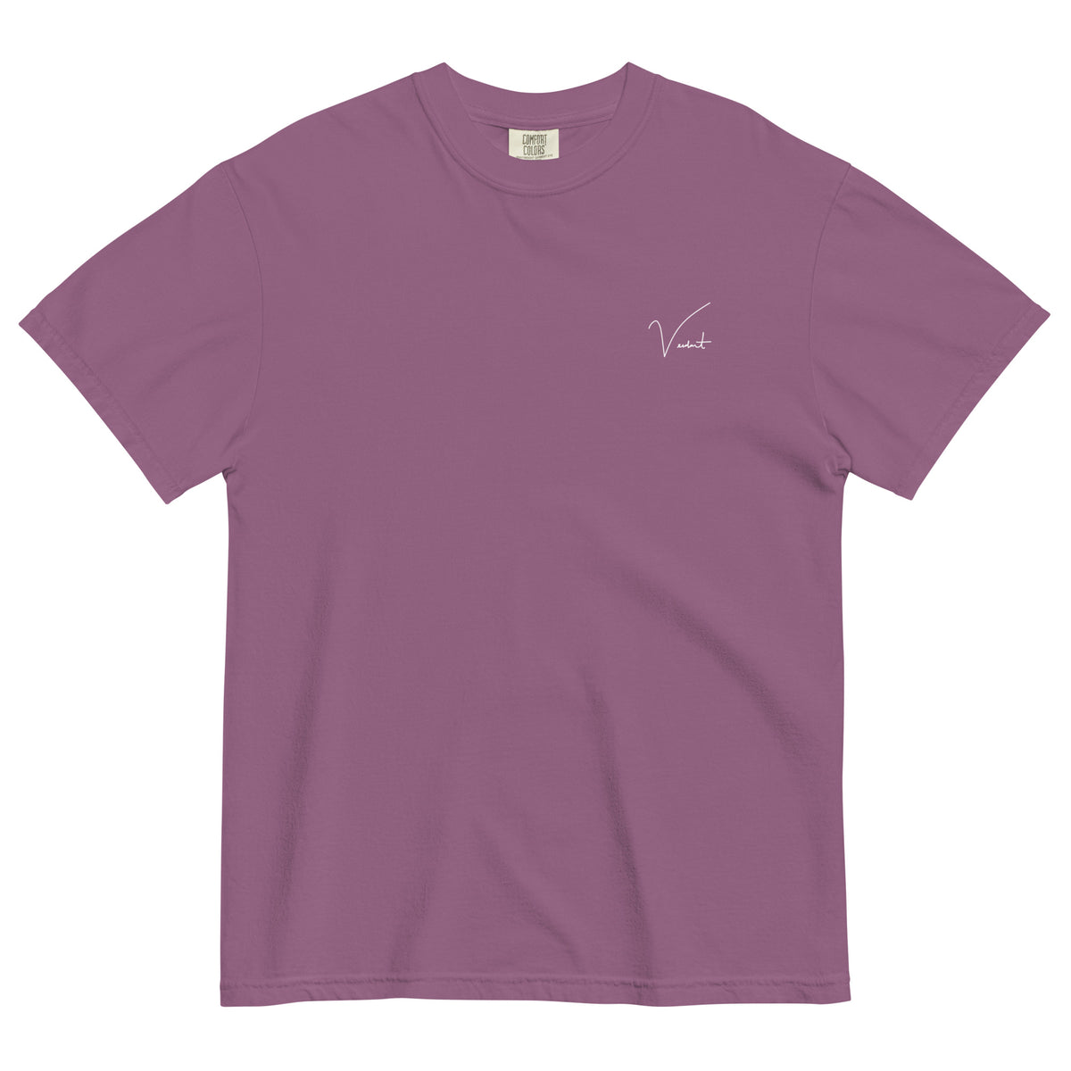 North Cackalackie Midweight Tee in Berry - front, small Verdant script at the chest