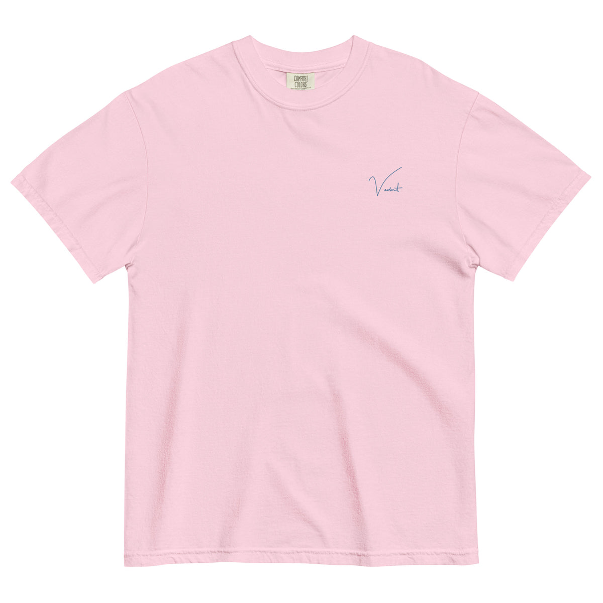 Dogwood State Midweight Tee in Blossom - front, small Verdant script at the chest