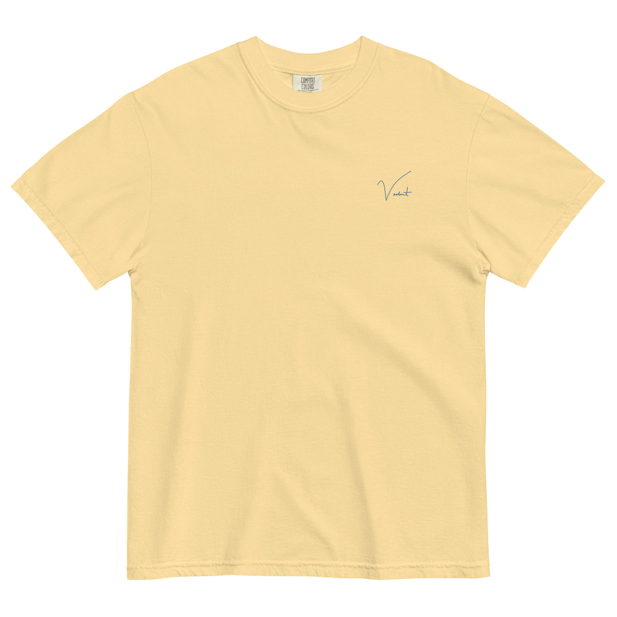 Dogwood State Midweight Tee in Butter - front, small Verdant script at the chest