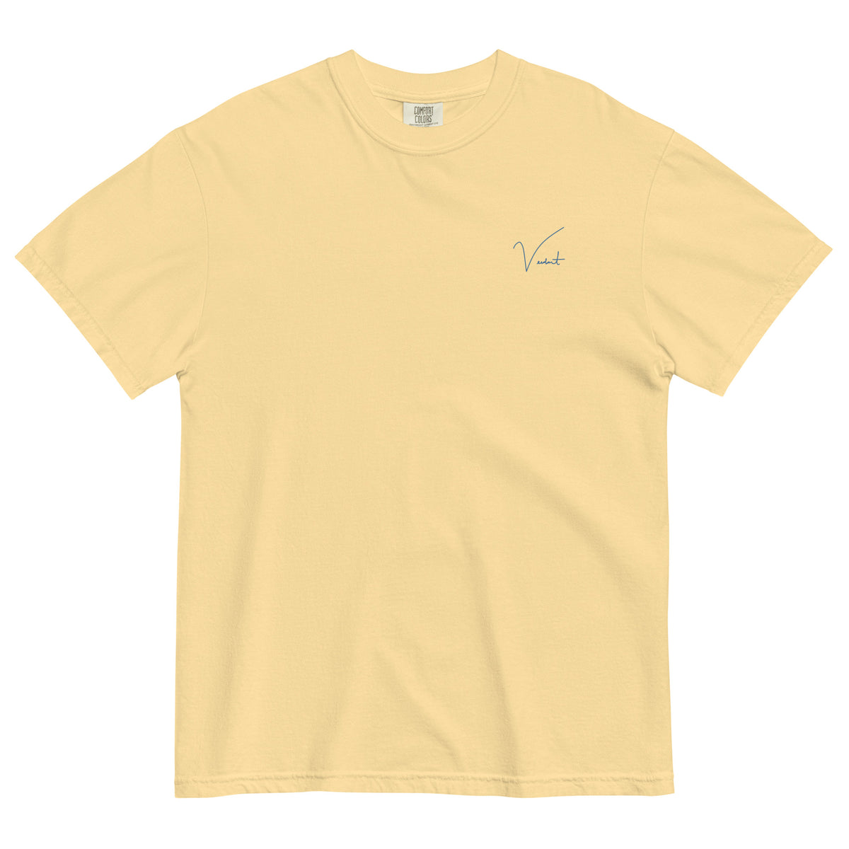 North Cackalackie Midweight Tee in Butter - front, small Verdant script at the chest
