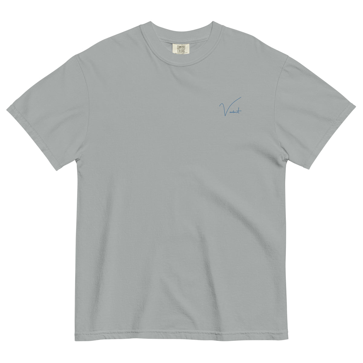 North Cackalackie Midweight Tee in Granite - front, small Verdant script at the chest