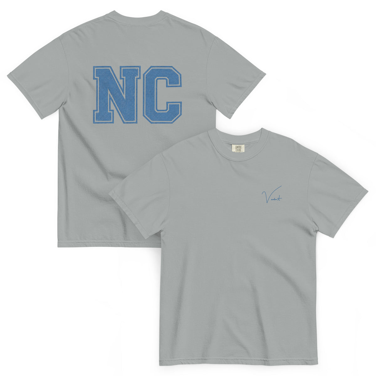 Old North State Midweight Tee in Granite - front and back, vintage NC block lettering
