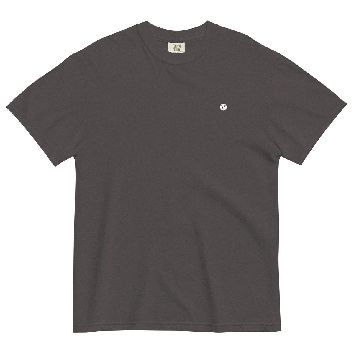 Dog Days Airball tee in graphite, front with small Verdant V on the chest