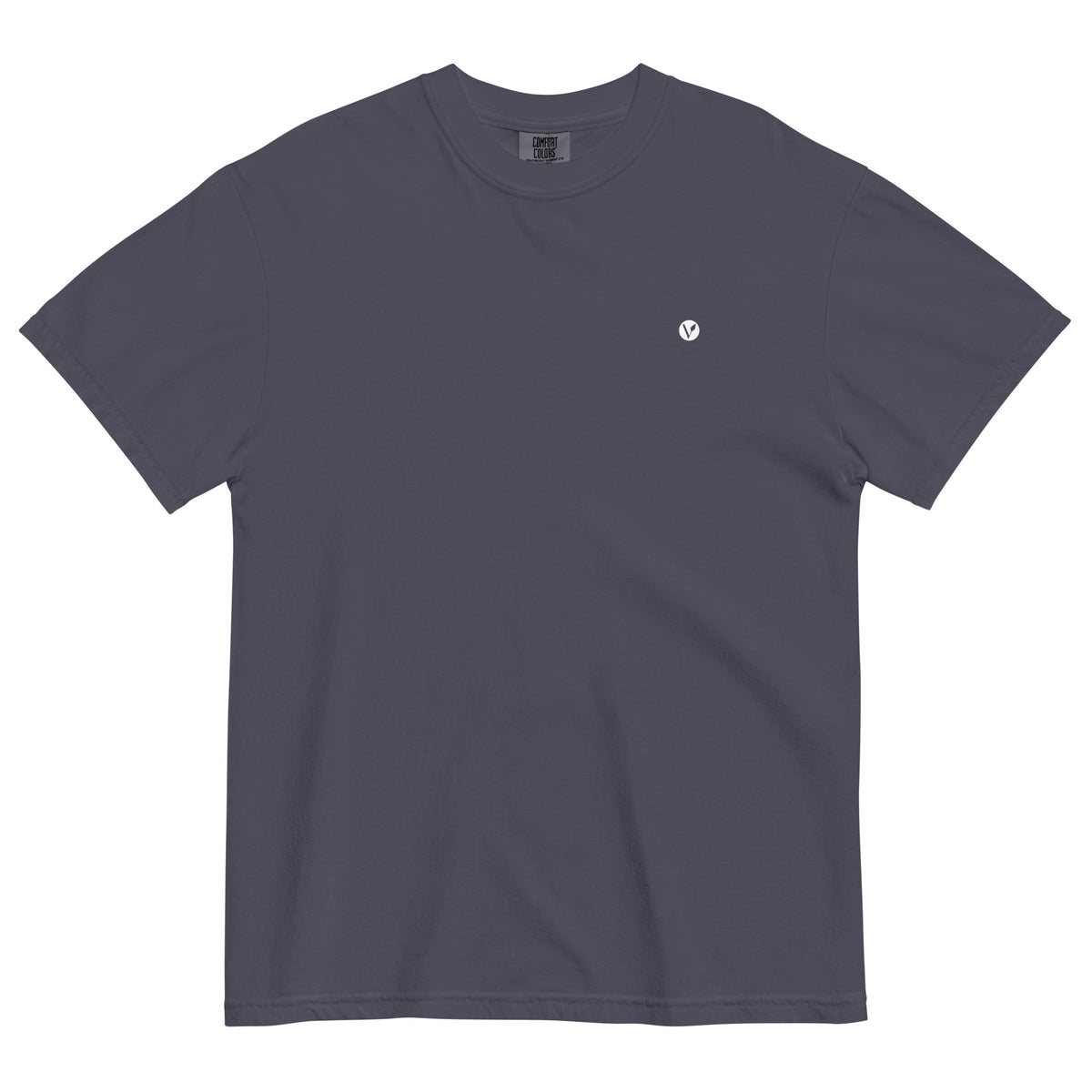 Dog Days Airball tee in navy, front with small Verdant V on the chest