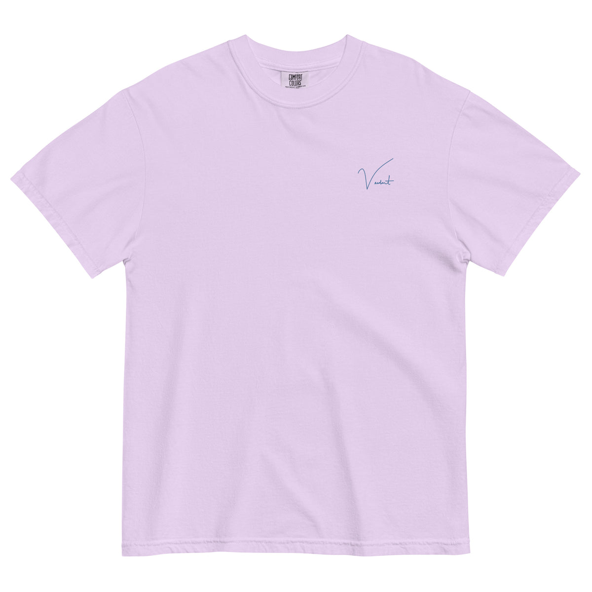 North Cackalackie Midweight Tee in Orchid - front, small Verdant script at the chest