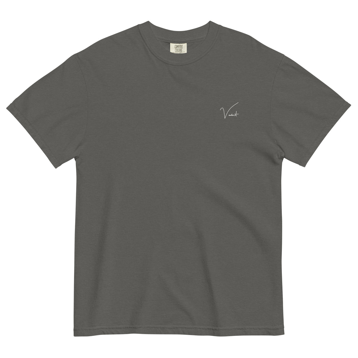Dogwood State Midweight Tee in Pepper - front, small Verdant script at the chest