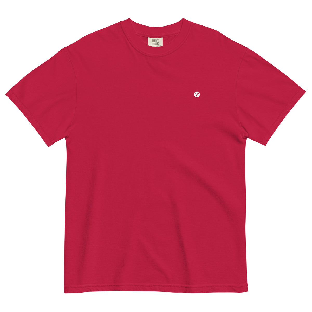 Dog Days Airball tee in red, front with small Verdant V on the chest