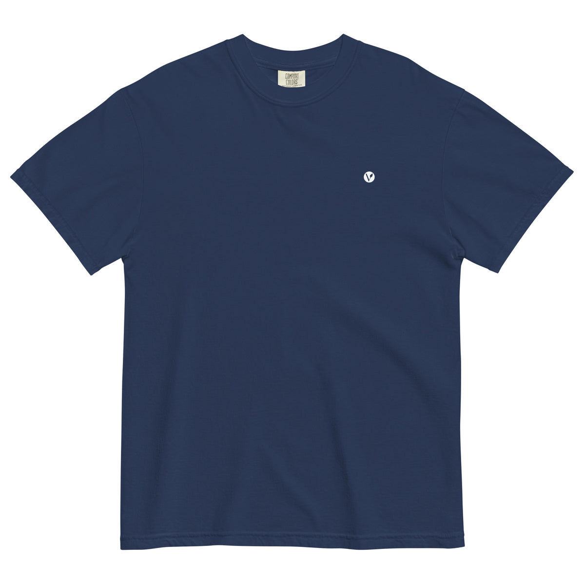 Dog Days Airball tee in true navy, front with small Verdant V on the chest