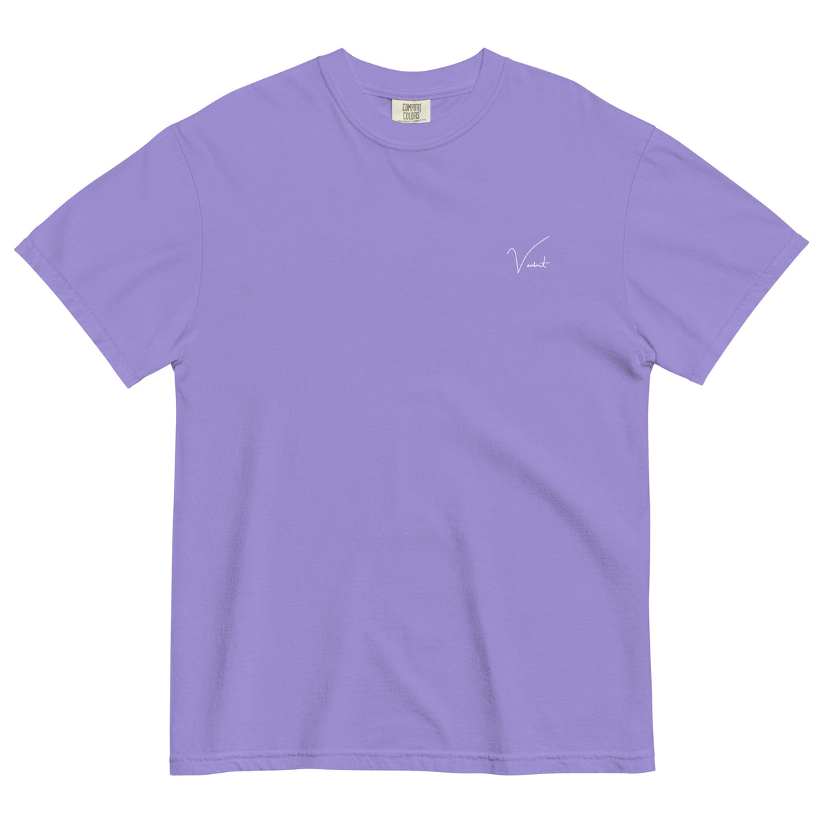 Dogwood State Midweight Tee in Violet - front, small Verdant script at the chest