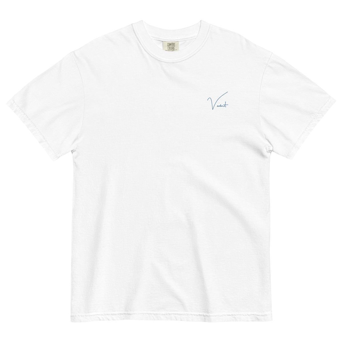 North Cackalackie Midweight Tee in White - front, small Verdant script at the chest
